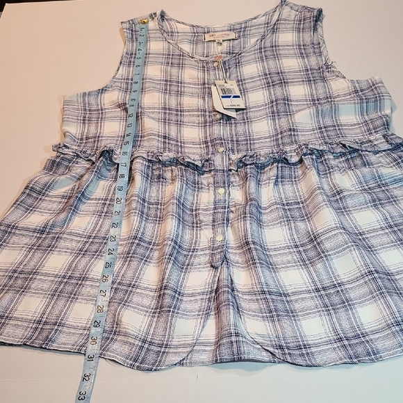 Max Studio London Womens Sleeveless Plaid Button-Up Top XL NWT - Picture 9 of 9